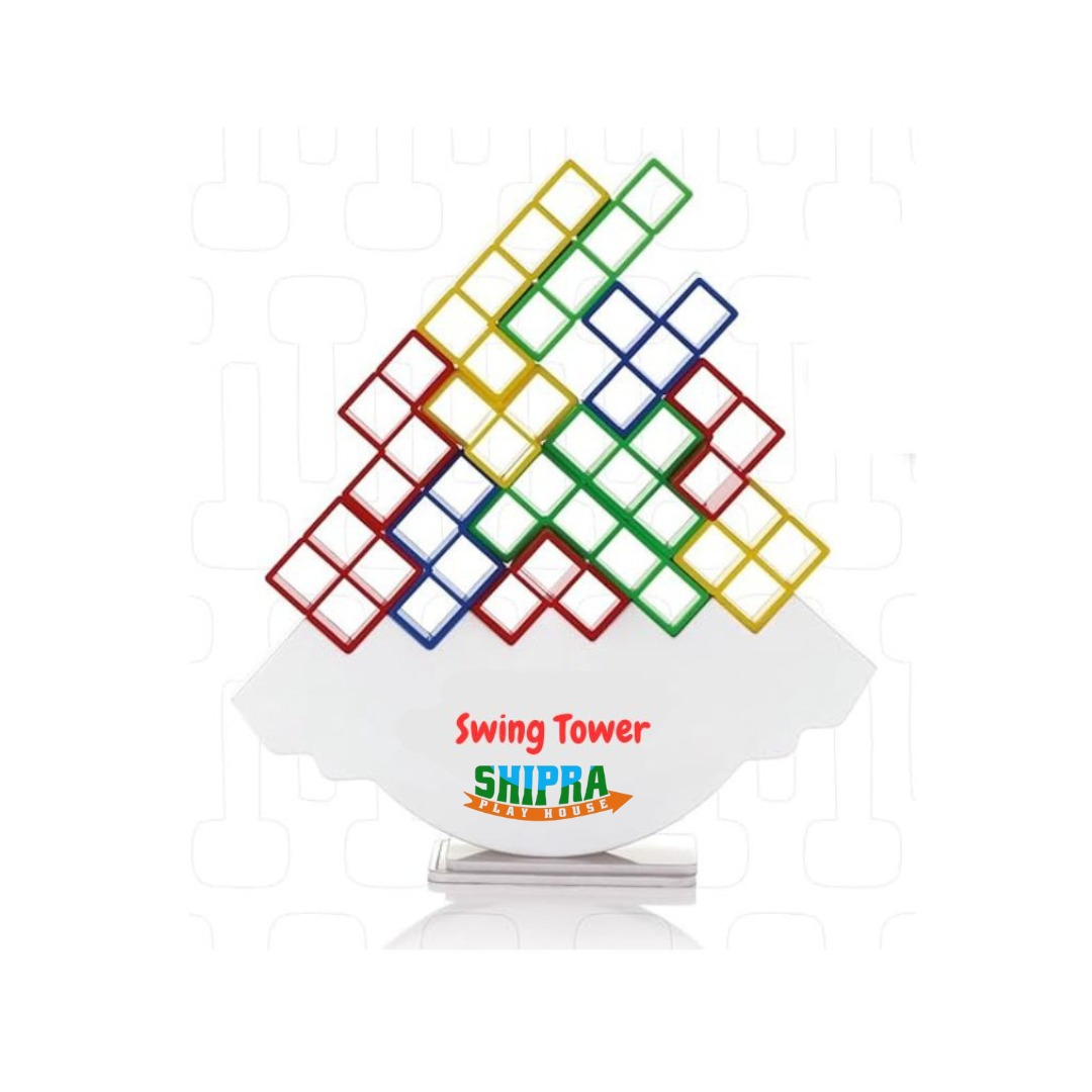 Shipra Play House Tower Game 34 Blocks & 22 Cards, Swing Stack High Child Balance Building Block, Interactive STEM Toy for Family, Travel, Parties for Adults & Kids